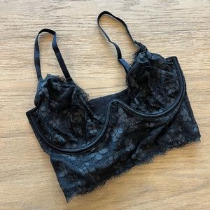 Victoria’s Secret Dream Angels Lace Bustier Bra Black 32D Underwire